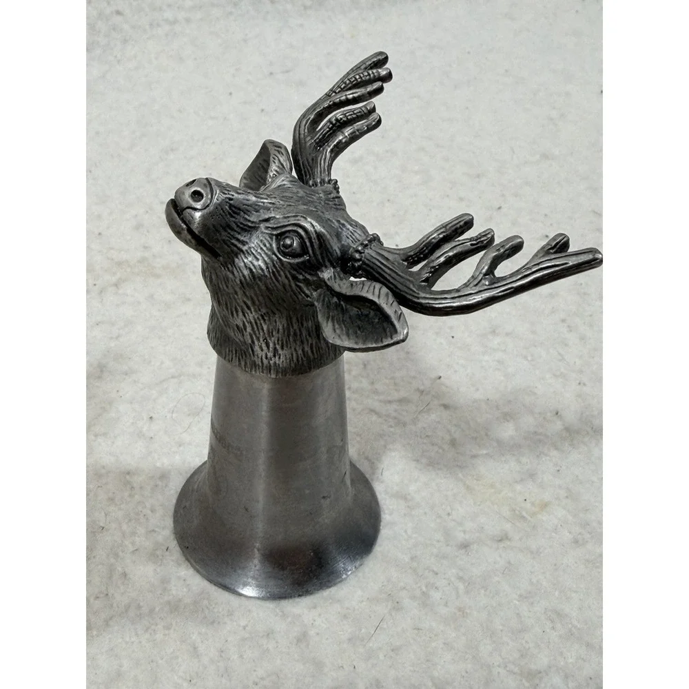 Jagermeister Pewter Stag Deer Head Shot Glass Jigger Rustic Lodge Barware